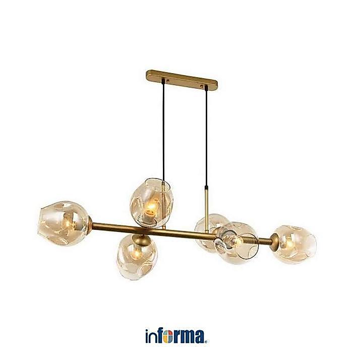 Informa Hans Lampu Gantung Hias 6L - Amber Lampu Ruang Makan Penerangan Gantung Lampu Plafon