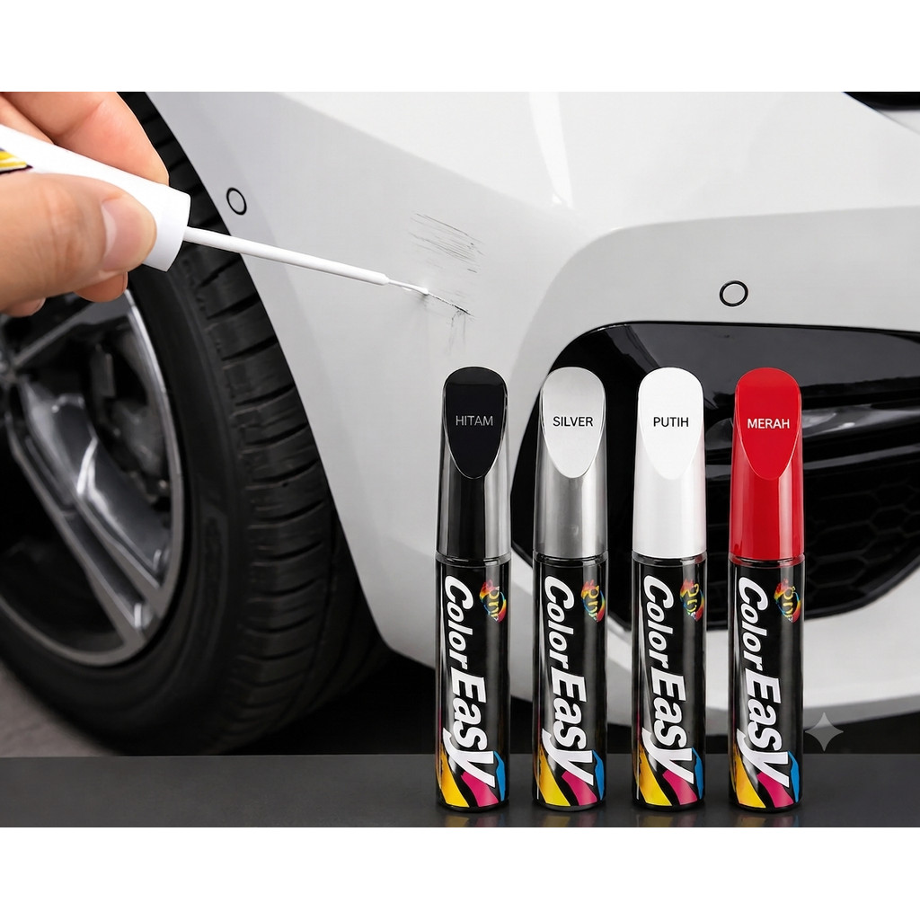 Color Easy Touch up Paint Pen Cat Spidol Penghilang Penutup Baret Lecet Tergores Mobil Motor Car Paint Pen diy Car Paint damage Scratch Repair Pulpen Dan Kuas 12ml Hitam Putih Silver Biru Merah Cat Oles Body Motor Mobil Permanen Coloreasy TouchUpPen