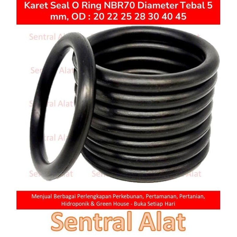 Otocar- Karet Seal O Ring Nbr70 Diameter Tebal 5 Mm, Od : 20 22 25 28 30 40 45 50 55 60 70 75 80 85 