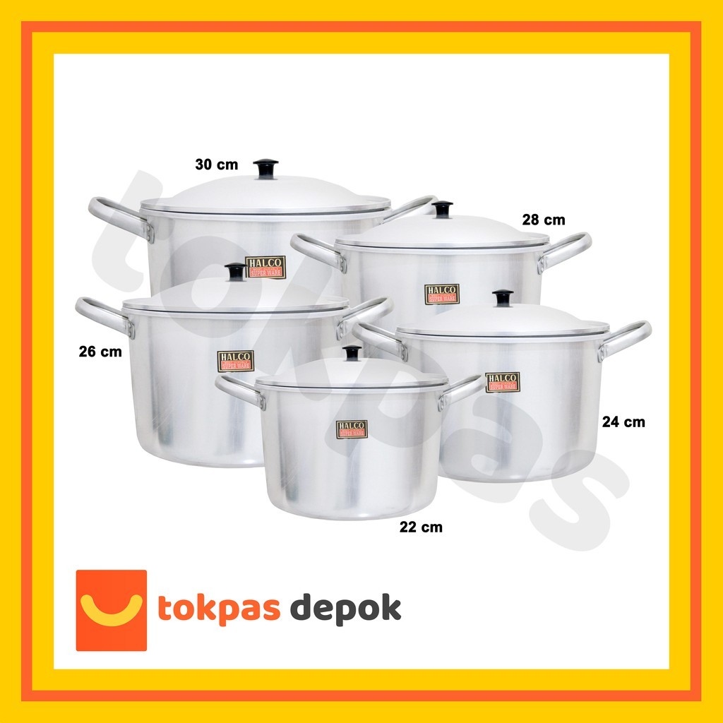 TOKO AKSA Panci Set Aluminium Tinggi 22 24 26 28 30 cm Halco Panci Sayur / Panci Kuah / Panci Masak 