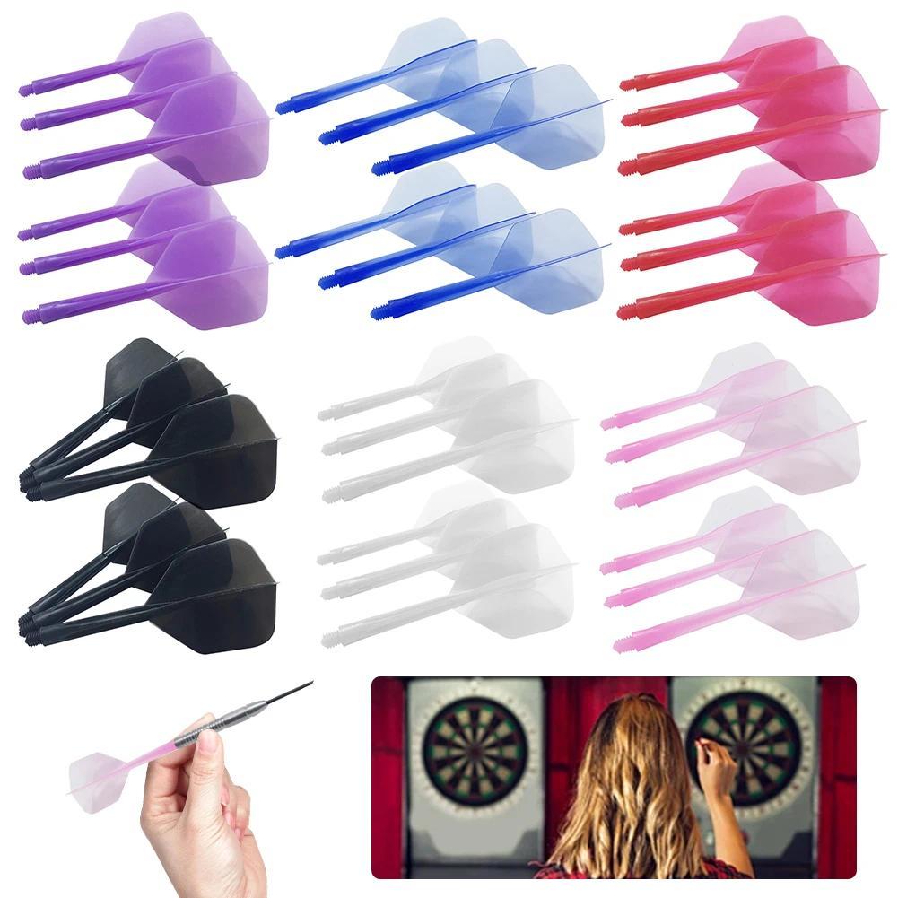 6Pcs Dart Flights Shaft  Integrated Dart Flights and Shafts Transparent 2BA Screw In-one Dart Flight
