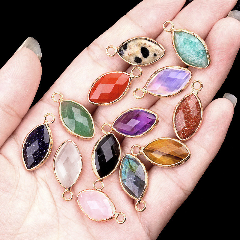 Batu semi mulia batu akik Amethyst 2075-Amethyst, liontin hemming tembaga mata kuda