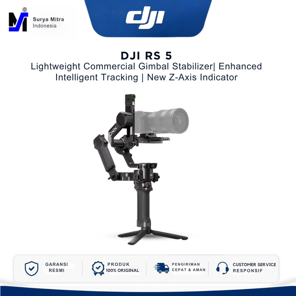 DJI RS 5 - Lightweight Commercial Gimbal Stabilizer| Enhanced Intelligent Tracking | New Z-Axis Indi