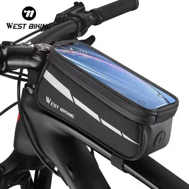 Foto WEST BIKING Tas Depan Handphone Frame Sepeda Mountain Bike MTB Bicycle Front Tube Bag Touch Screen 1L Waterproof 296