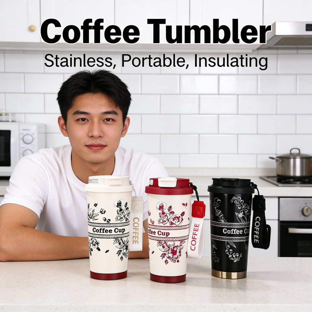 Tumbler Kenangan Kopi 530ml Portable Botol Stainless Cangkir Tumbler Termos