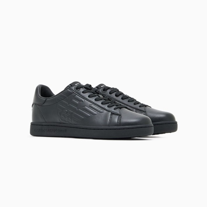 SEPATU SNEAKERS PRIA -‘ LIFESTYLE COURT LEATHER BLACK BY’ea7 ORIGINAL AUTHENTIC