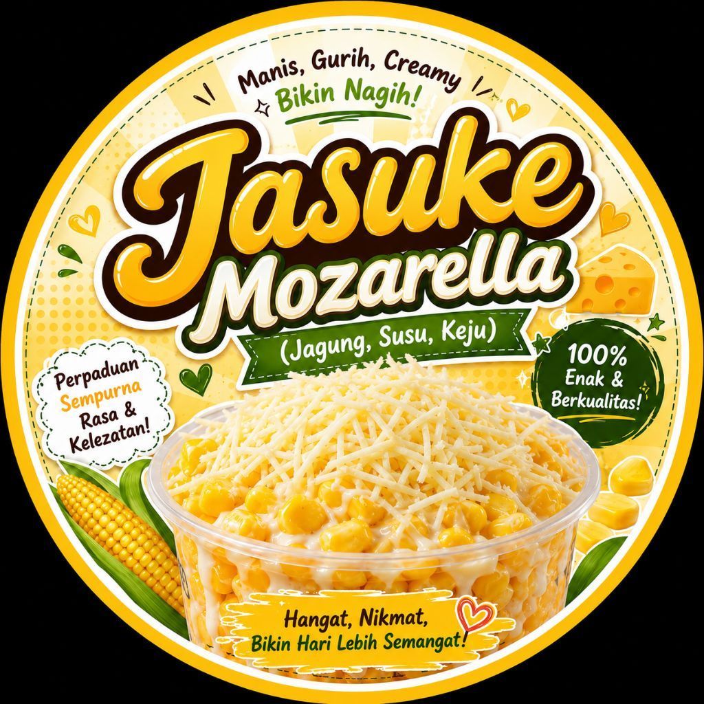 Stiker Cup terbaru Jasuke Mozarella 1lembar isi 60pcs ukuran 5cm bisa COD