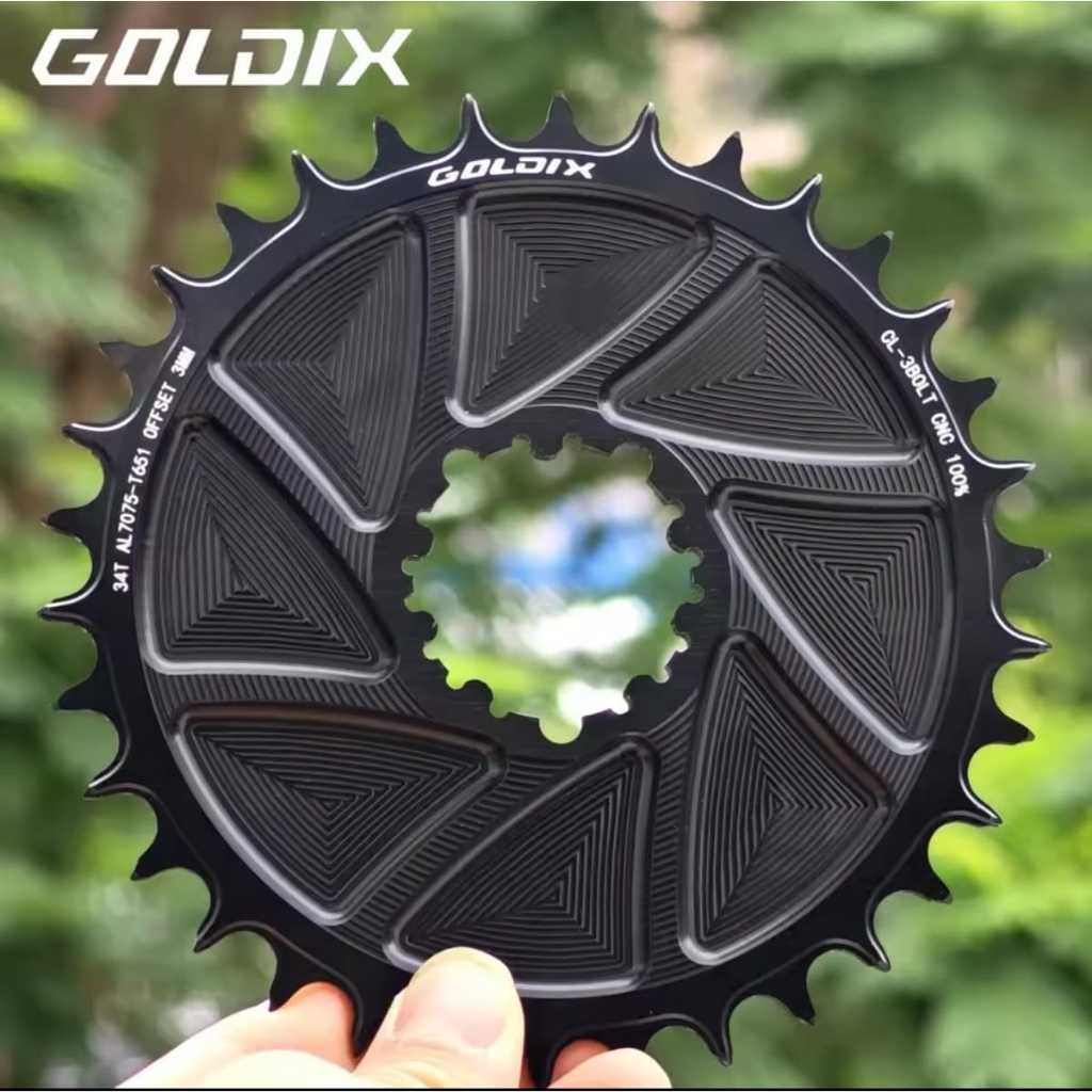 Foto Goldix Aero Chainring 34T - 58T GXP 3 Bolt Offset 3mm Crank Direct Mount Sram Sepeda Road Gravel MTB Bike