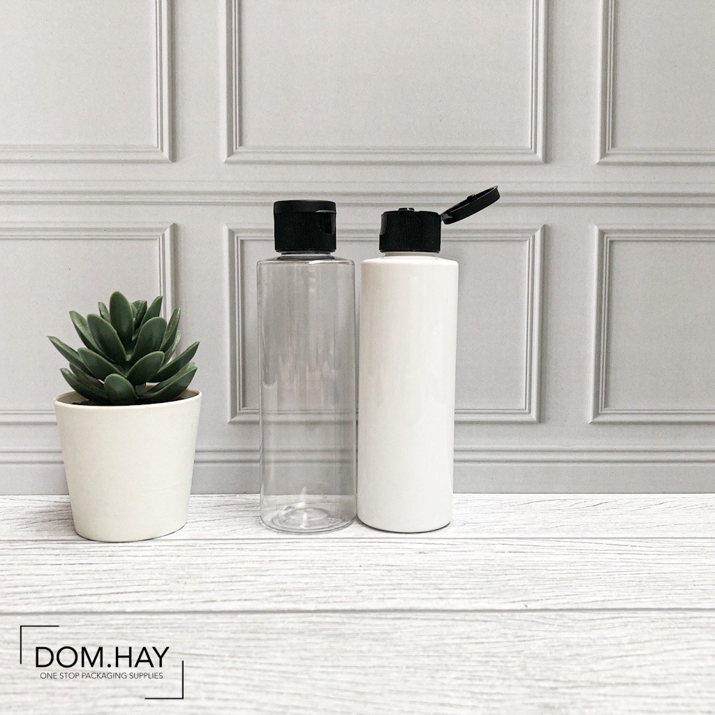 Botol Plastik Fliptop Hitam 150ml RF Dish Soap Sabun Body Hand Wash Shampoo Gel Oil Minyak Kemasan P