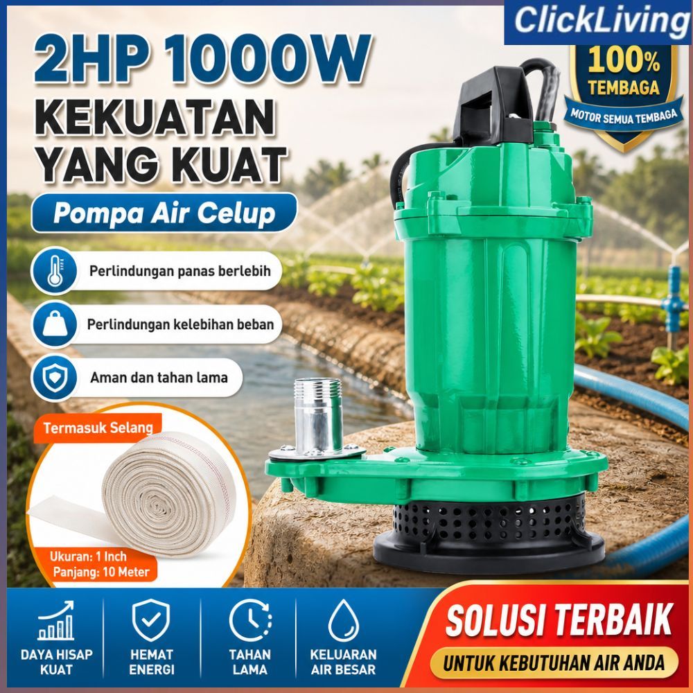 Pompa Celup Air Kotor 1000w Submersible Pump 220V Pompa Jet Jenis Pemotongan Blowdown