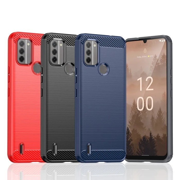 CASE NOKIA C21 PLUS / C31 CASE CARBON RUGGED ARMOR ANTI SHOCKPROOF - NOKIA C31, CASE + IRING360 #BLU