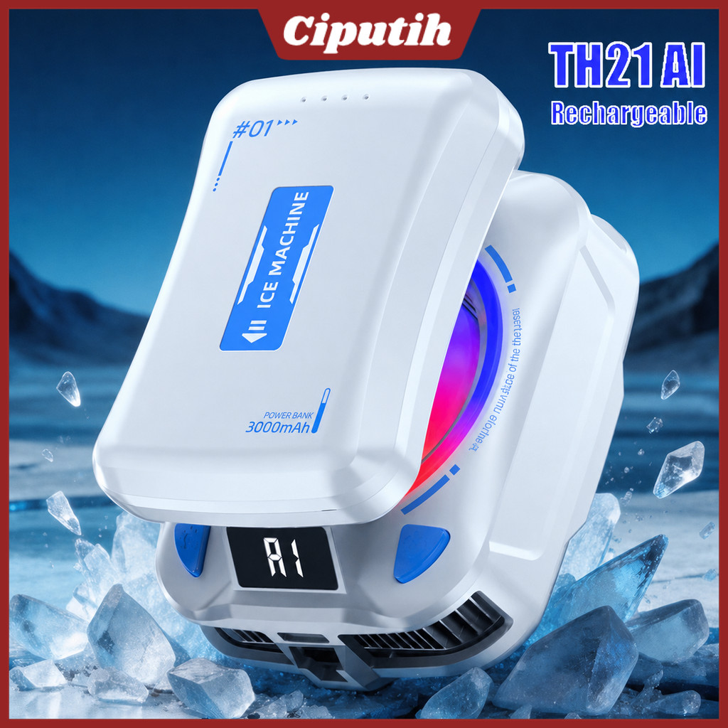 Fan Cooler Pendingin HP TH21 Semikonduktor Baterai AI 4 Mode RGB Magnet Wireless Gaming Live Streami