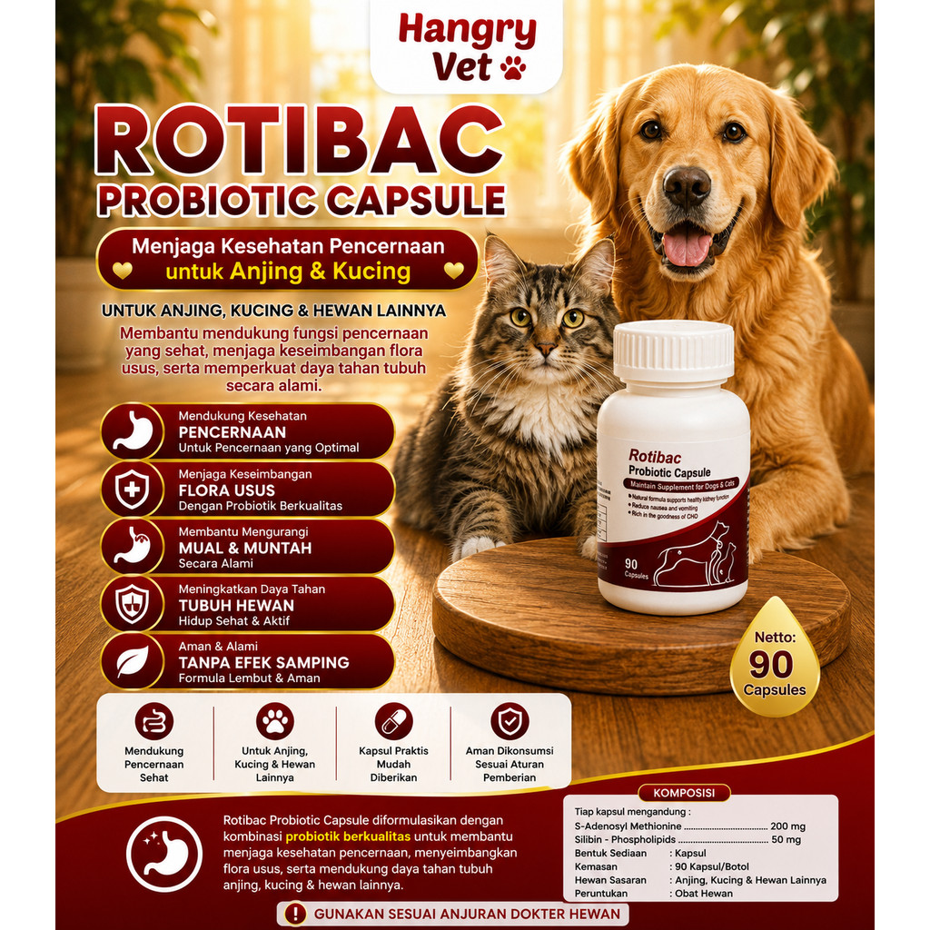 Rotibac Probiotic Capsule Renal Suplemen dog/ cat / Botol