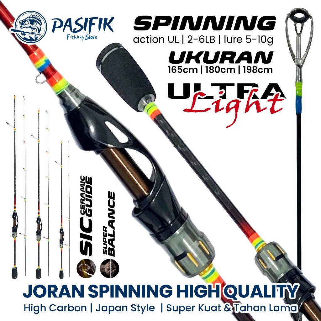 HURMSHOP  Joran Spinning Lure Action Light Tongkat Pancing Red Rainbow Gen 2 / Rainbow 2-6lb 1.65-1.