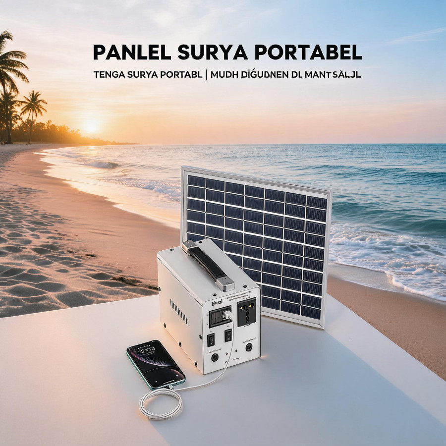 PROMO PORTABLE SOLAR GENERATOR HOME LIGHTING & CHARGING SYSTEM TENAGA SURYA