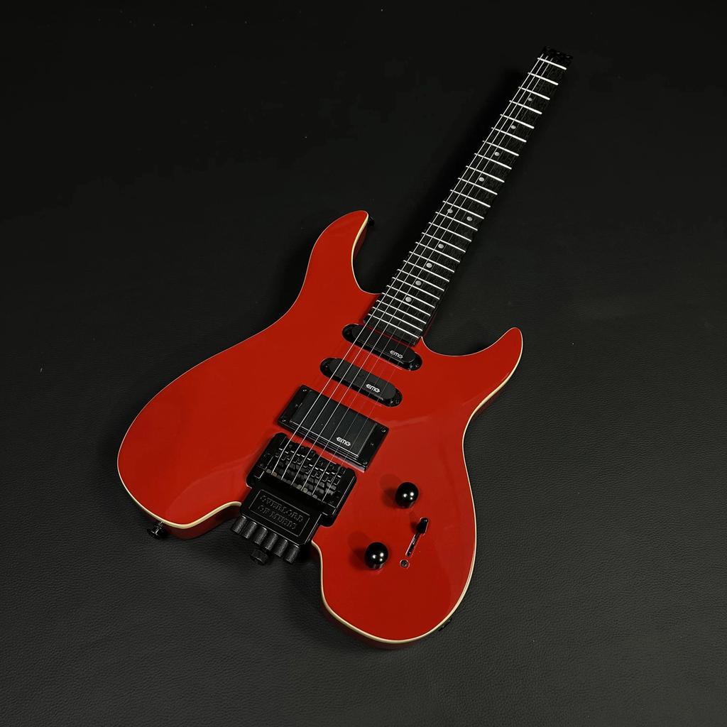 High quality Headless Guitar, Body, Red Color, Floyd Rose Tremolo Bridge, 6 Strings Guitarra, Steinb
