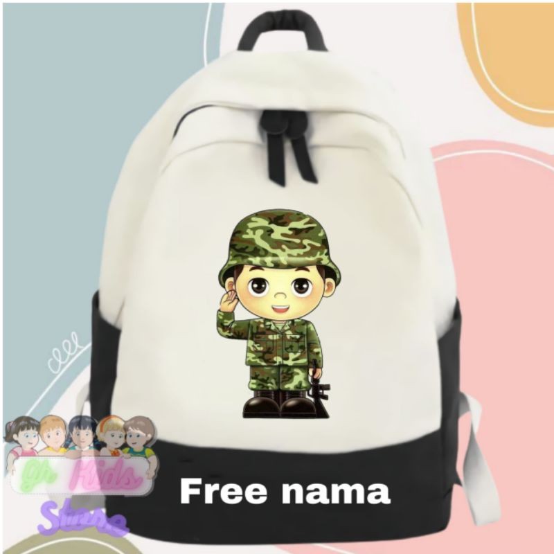TAS RANSEL ANAK GAMBAR TENTARA FREE NAMA