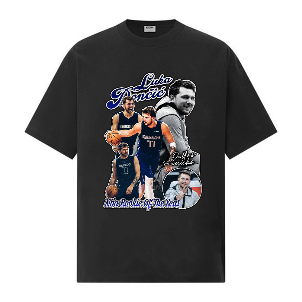 Kaos Luka Doncic Dallas Mavericks Nba Rookie Of The Year, Oversized T-Shirt Streetwear Retro Vintage