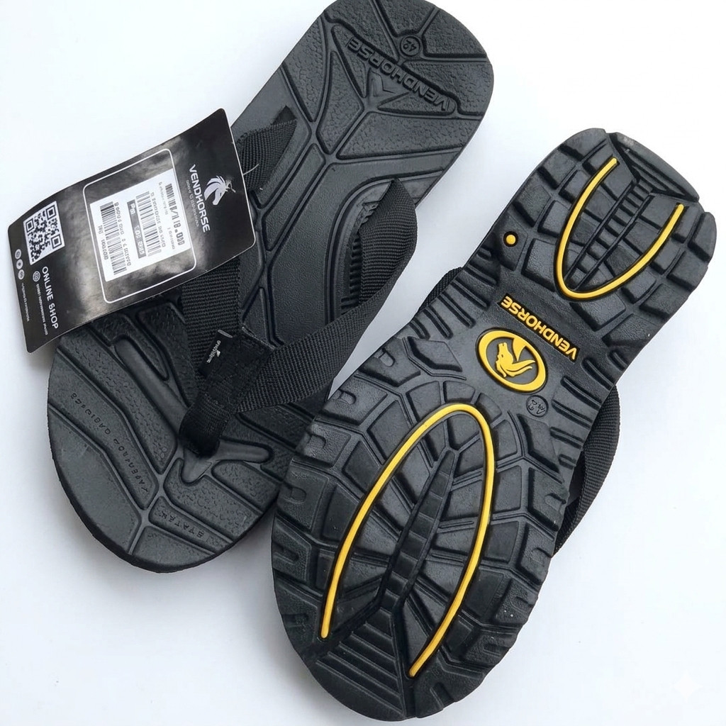 Sandal Jepit Eiger tali hitam tali motif Pria & Wanita bonus Tas Jaring Insole Eva spoon Tebal Sol 2