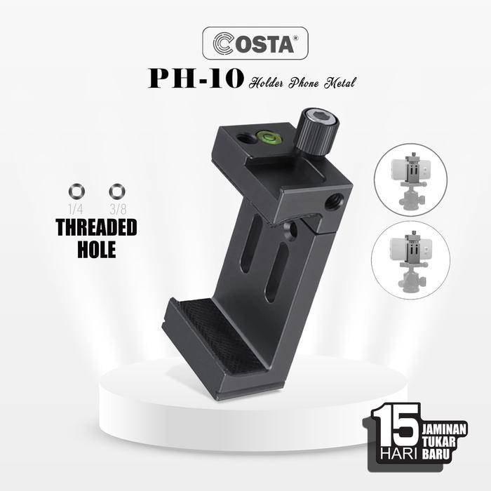 COSTA PH-10 CNC Metal Smartphone Phone Holder With Cold Shoe/Waterpass - Black