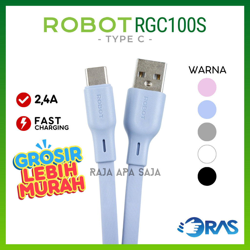 KABEL DATA ROBOT RGC100 Type C Tipe C 12 Watt 2,4 Ampere Fast Charging Android Kabel Casan Charger O