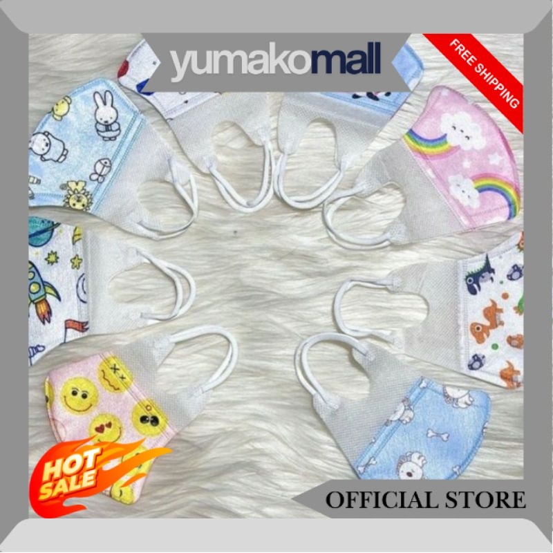 (COD) MASKER DUCKBIL ANAK WARNA ISI 10 PCS/ DUKBIL ANAK MOTIF GD