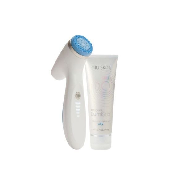 Syakira Nuskin Paket Alat Cuci Muka / LumiSpa iO + Cleanser Blue/Rose Gold - Teknologi Getar & Silic