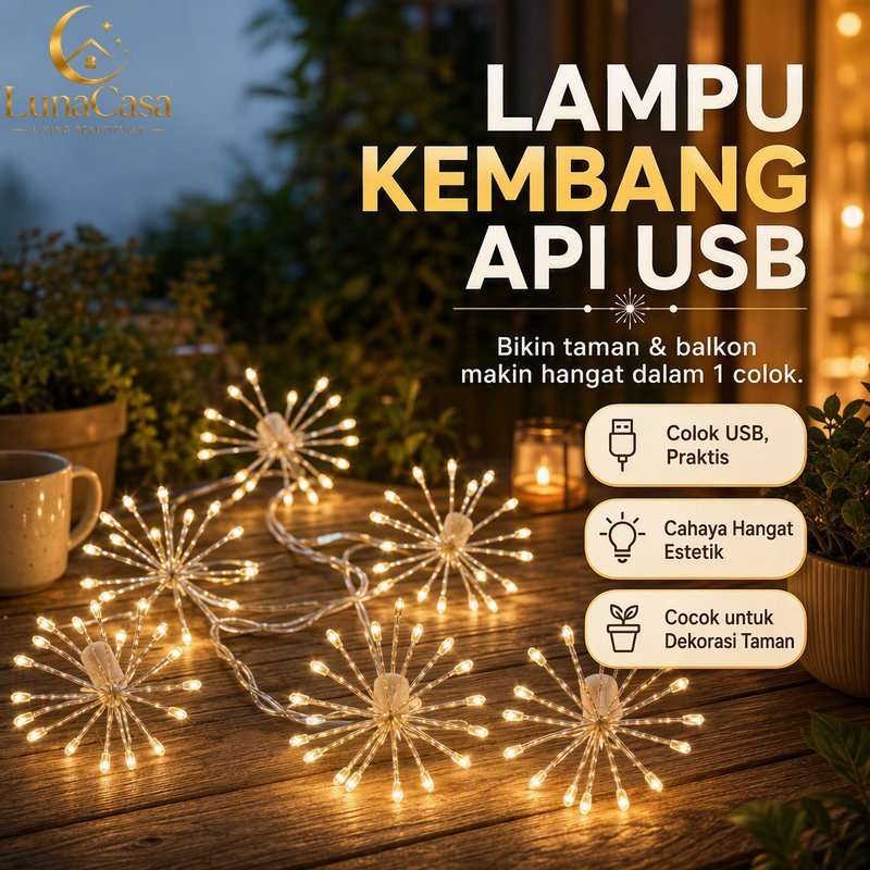 Lampu Kembang Api Led Usb Kawat Tembaga 200 Led Remote 8 Mode Twinkle Dekorasi Kamar