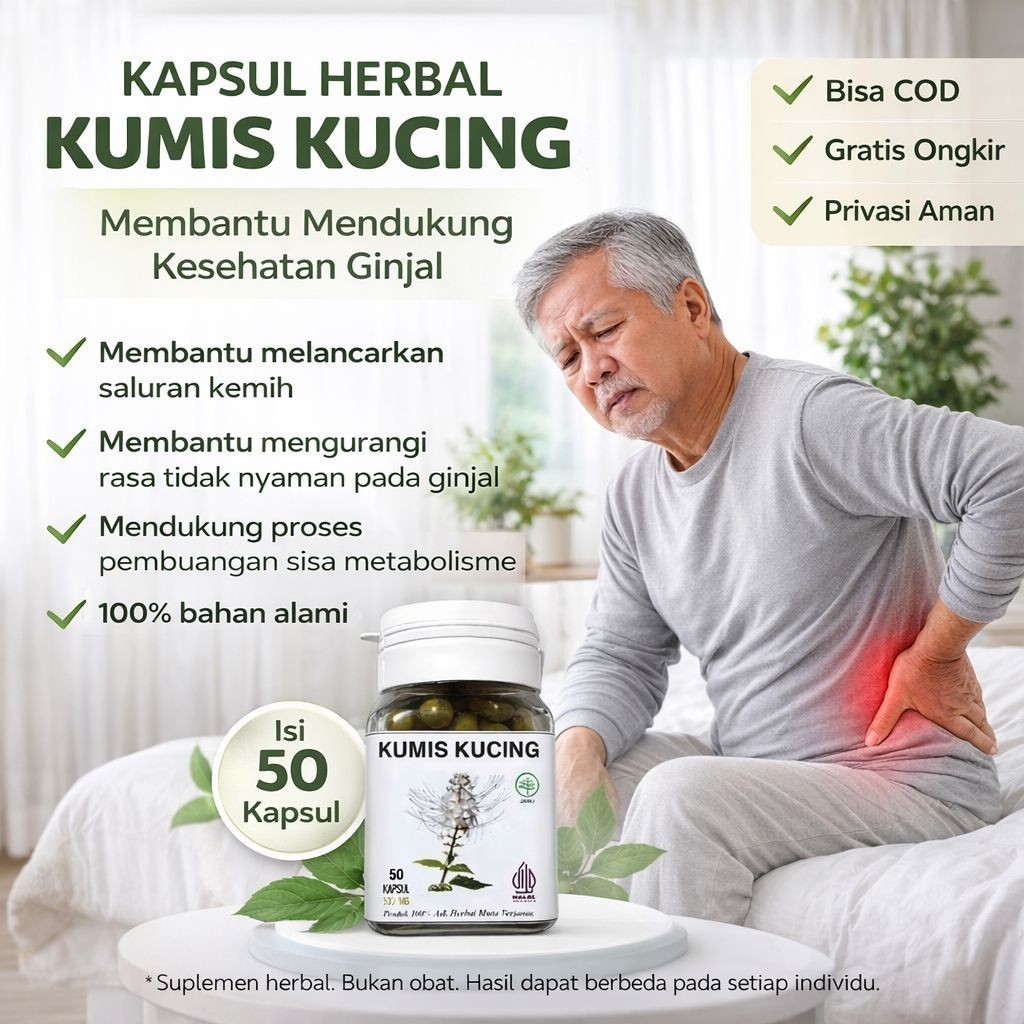 Kapsul Kumis Kucing Original Herbal Isi 50 ( ISK, Ginjal, Asam Urat )