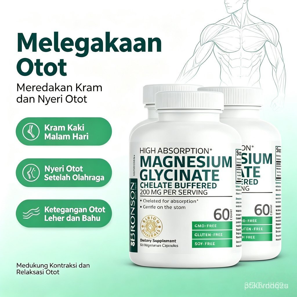 bronson Magnesium Glycinate 200mg/400mg Bronson - Kapsul/Tablet Vegetarian