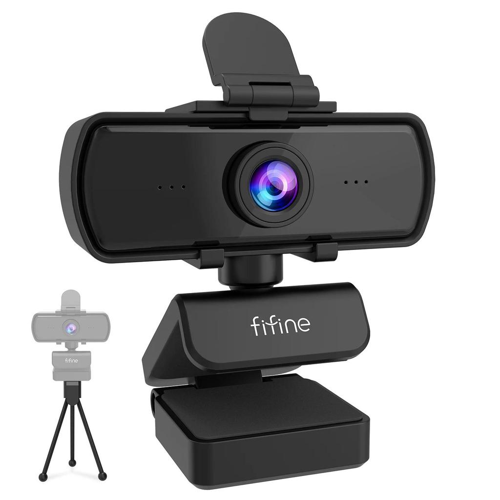 FIFINE 1440p Full HD PC Webcam with Microphone, Tripod, for USB Desktop & Laptop, Live Streaming Web