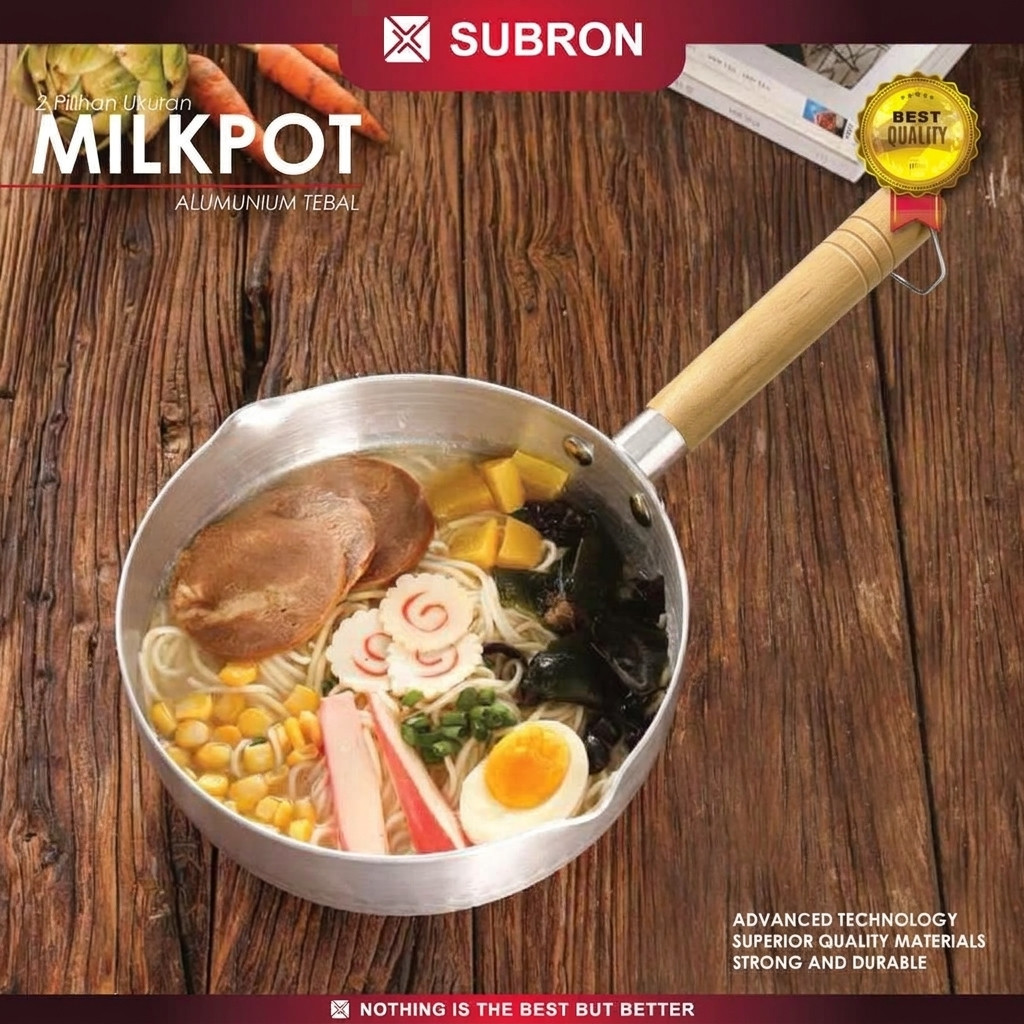 SUBRON Panci Susu Alumunium Tebal Aloy Motif 18cm 20cm 22cm Pegangan Kayu Gantungan