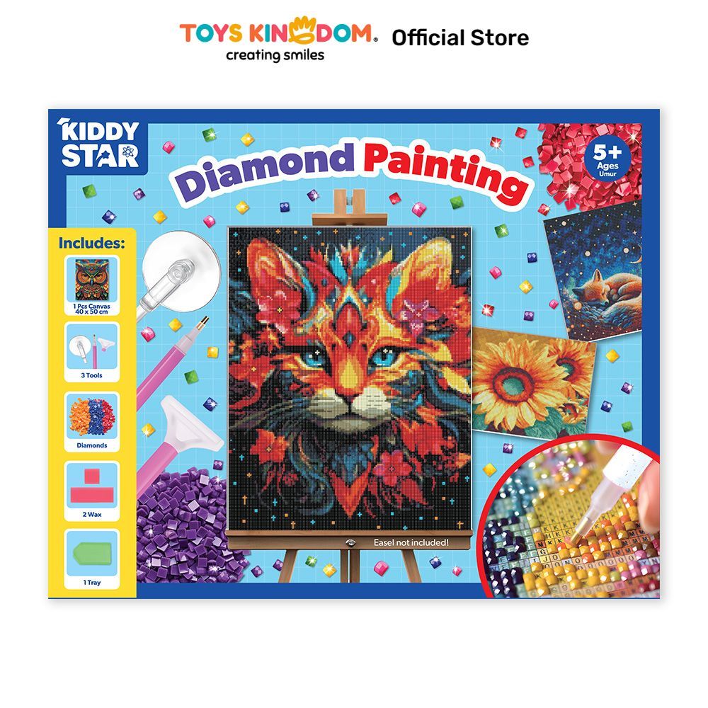 Toys Kingdom Kiddy Star 40x50 cm Set Diamond Painting Colorful Cat 1 Lukisan Kristal Mozaik Kit Hobi