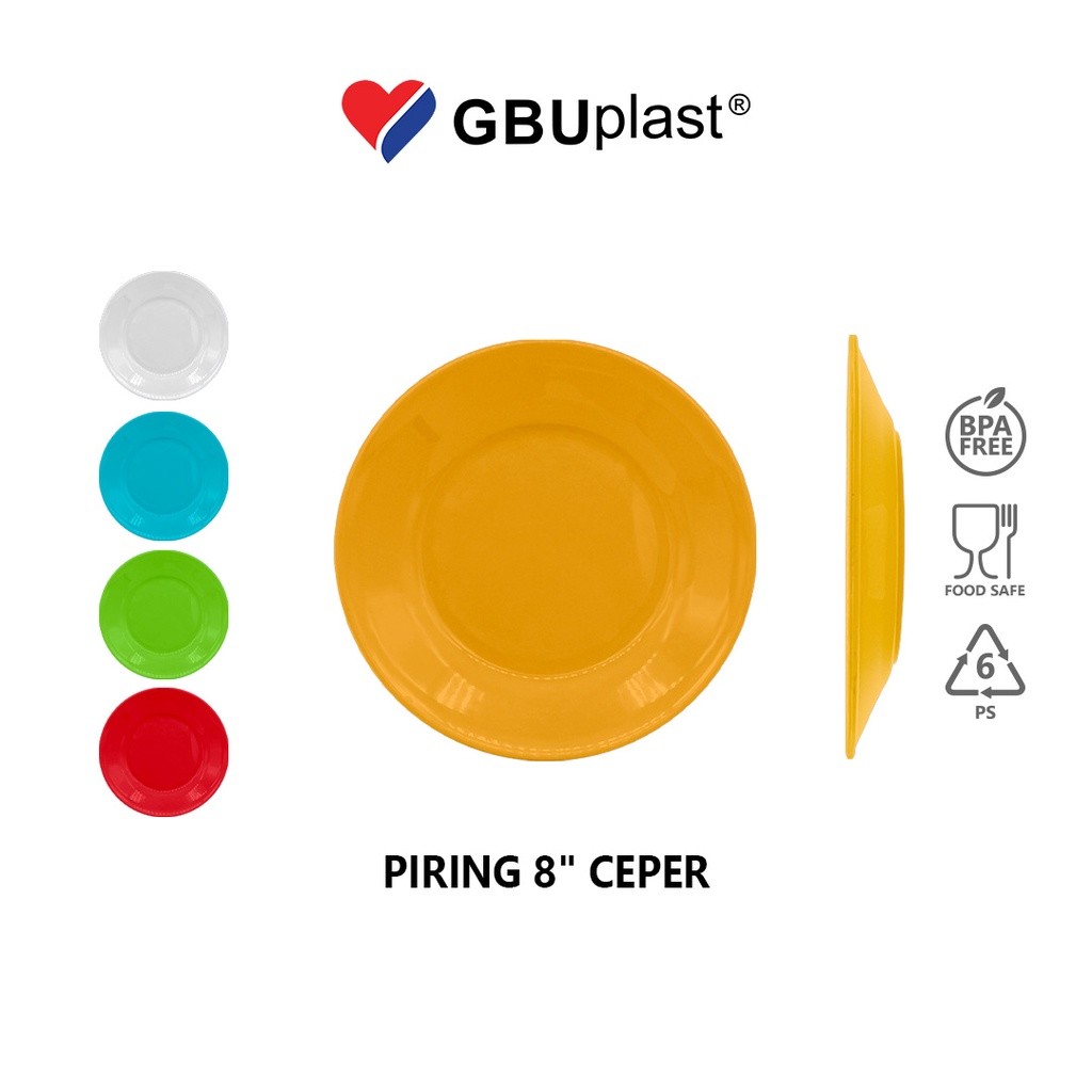 GBUplast Piring Ceper Melamine Plastik BPA Free 8 Inch Plastic Plate Food Safe PRC-008