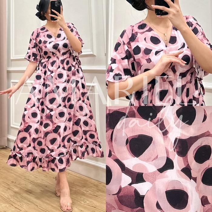 BEST SELLER Amariel Carme Dress Panjang Daster Kimono Nyaman Kancing Bumil Busui Friendly - Car: Cir