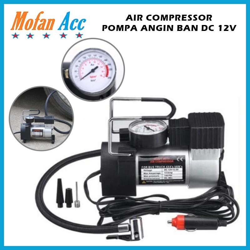 MIRAL_SHOP Pompa Ban Elektrik Air Compressor Mini DC 12V Pompa Angin Ban Portable Udara Listrik Mobi