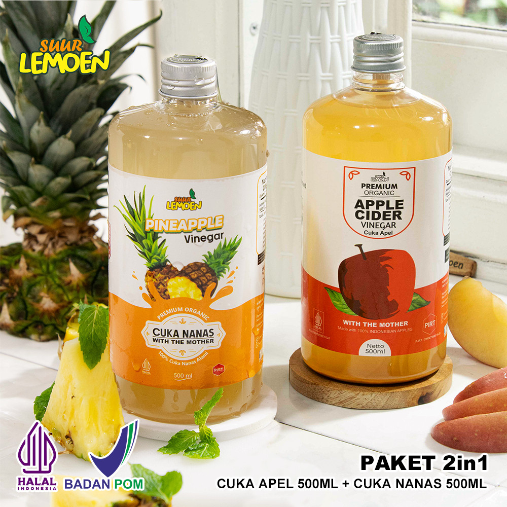 

Suur Lemoen - Paket Hemat Cuka Nanas 500ml dan Cuka Apel 500ml With Mother