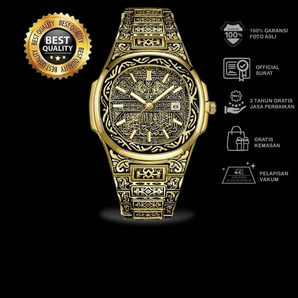 jalalud360 ALASKA JAM TANGAN PRIA ANTI AIR JP-29 NEW ARAB UNIK MOTIF UKIR KALIGRAFI ARAB FULL STAINL