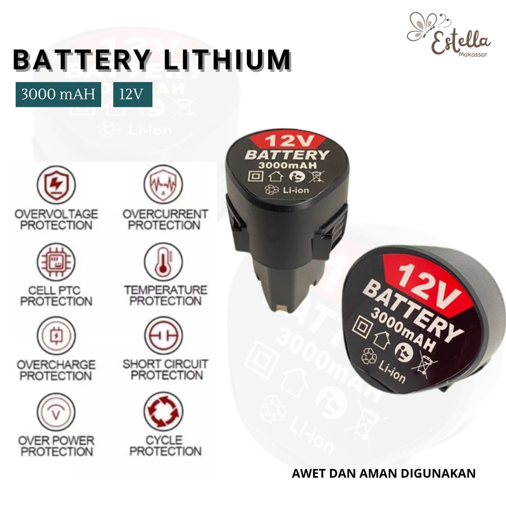 Baterai Mesin Bor 12 Volt Baterai Mesin Bor Cordless 12 Volt Batrai Lithium Rechargable