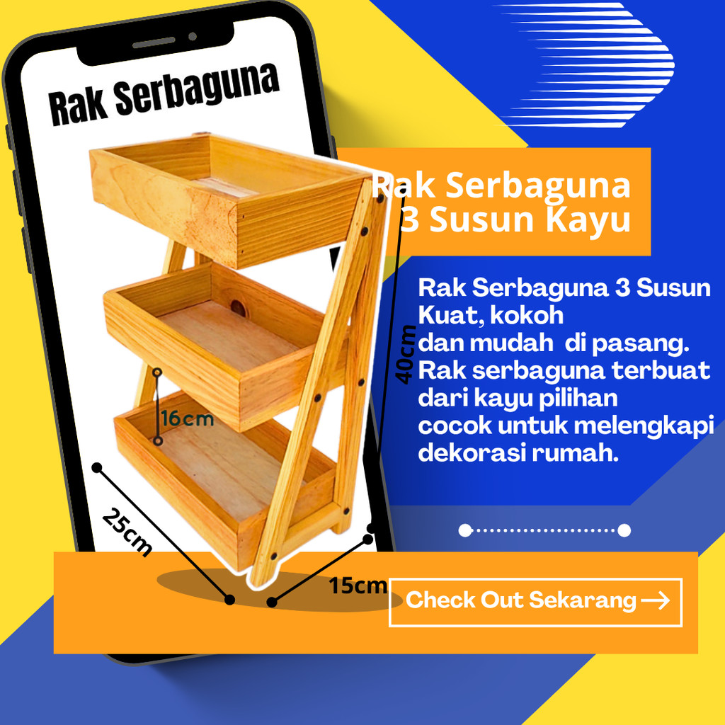 Rak bumbu dapur | rak serbaguna | rak portable | rak susun | rak susun 3 | rak kayu | rak estetik | 