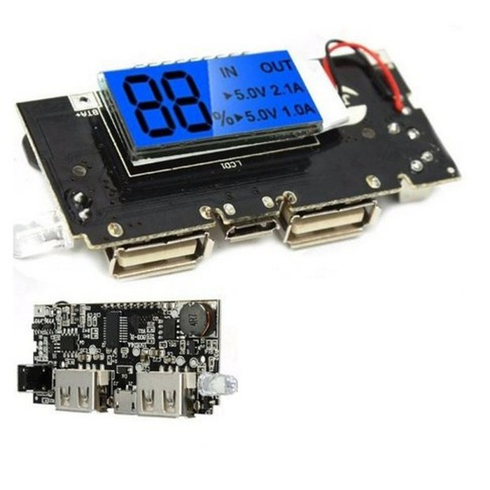 Modul Powerbank 2 Slot USB Charger 5v 2A 2.1A Cas - With LCD Display modul power bank 2 slot usb
