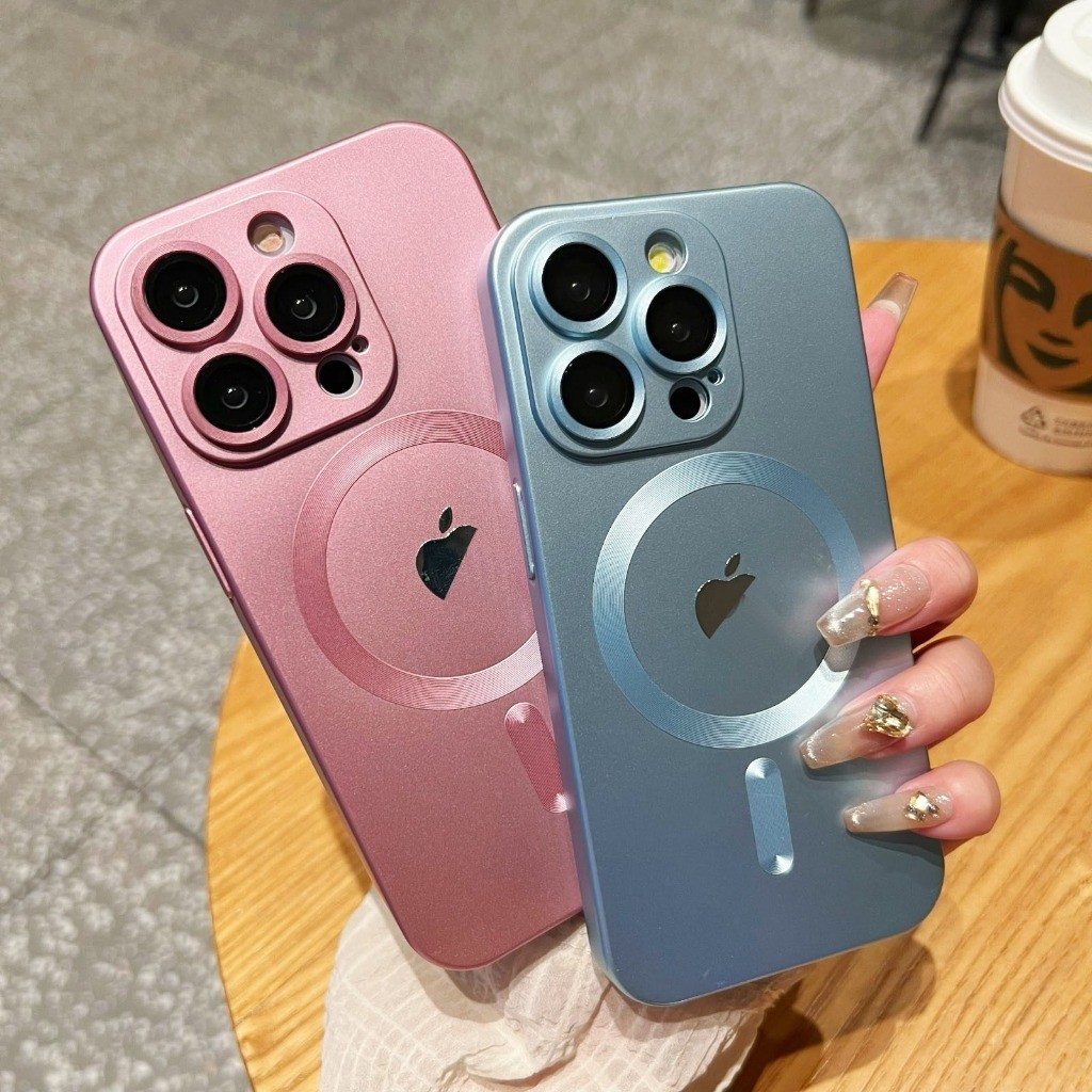 _ SPECIAL  Soft Case Mettalic Ultra Flex Black Ring Matte Premium Metalic Magsafe Metallic Ring Lens