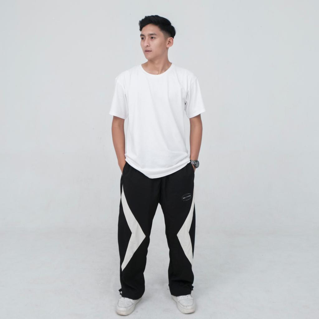 Celana Panjang Track  Loose  Baggy  Pria dan Wanita Triangle Street Wear