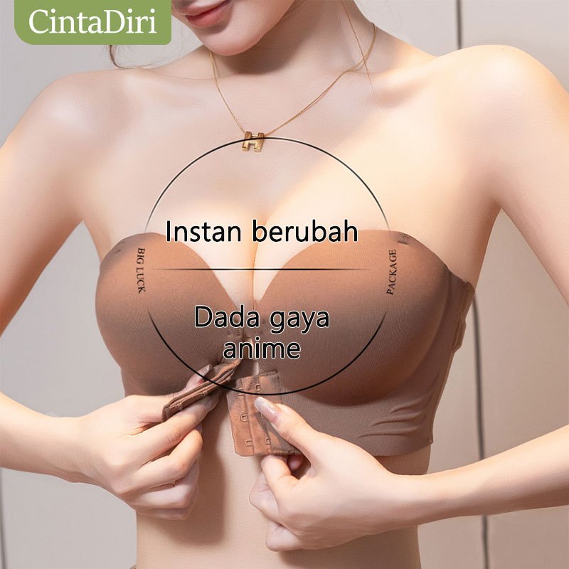 STORELABASS Cinta Diri Bra Push Up Bra Kancing Depan Bra Tanpa Tali BH Wanita Tanpa Kawat Dalaman Wa