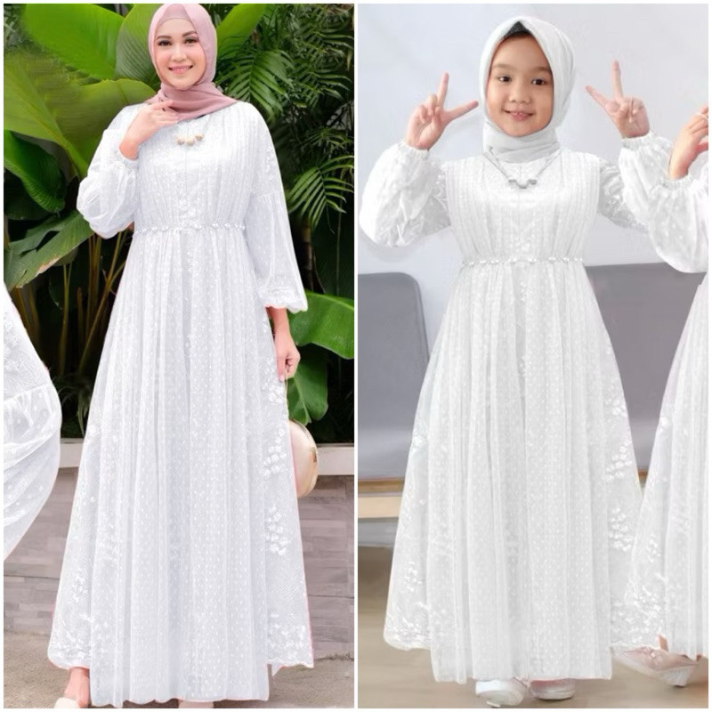 [Padu Dress] Gamis Muslim Busui Sleting Depan Jumbo Warna Putih – Abaya Turki Kekinian untuk Pesta &