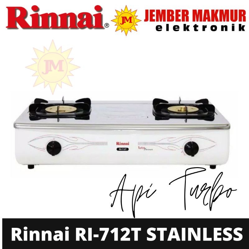KOMPOR RINNAI RI 712T KOMPOR GAS 2 TUNGKU API TURBO RINNAI ORI 100% ORI API BESAR KOMPOR RINNAI PUTI