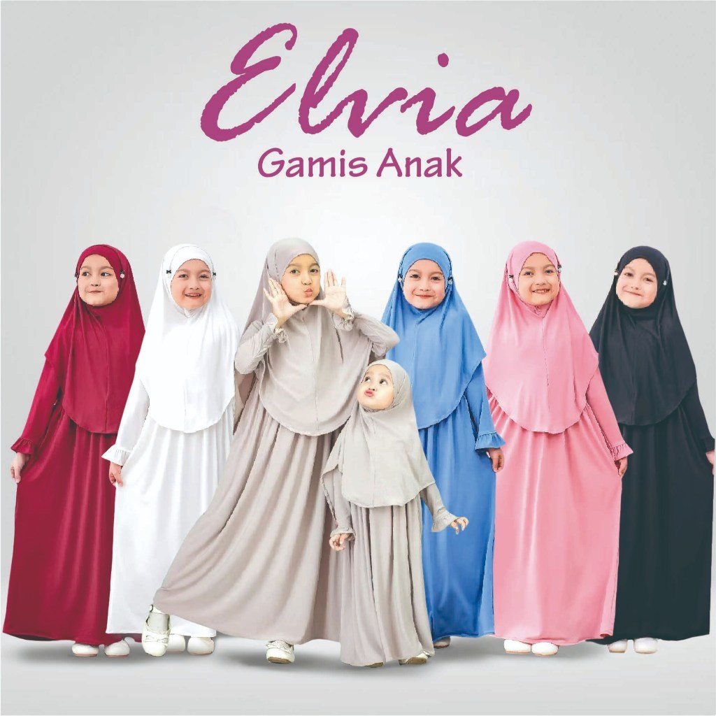 [TERBARU] Elvia Gamis Anak Set hijab bahan jersey premium usia 3-12thn