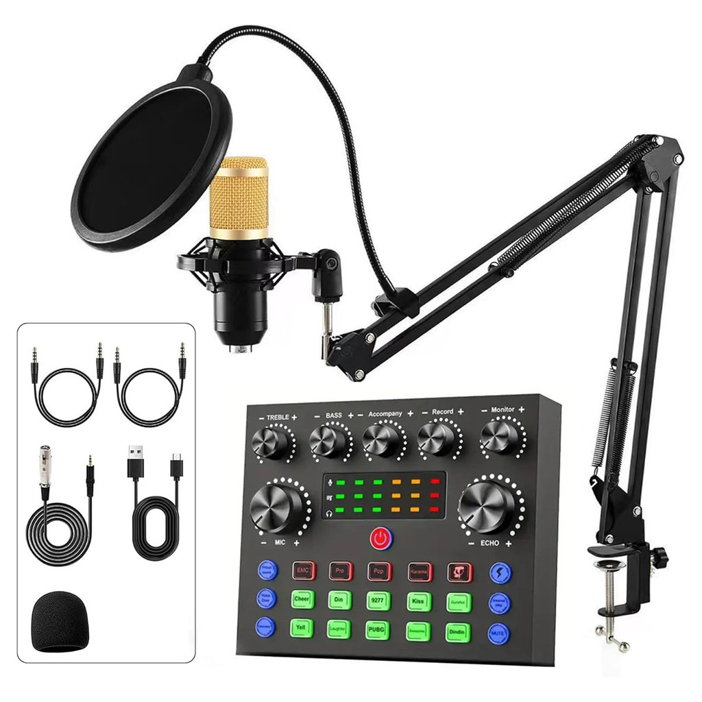 Podcast equipment set with voice changer, podcast mixer, with BM800 microphone, suitable for podcast