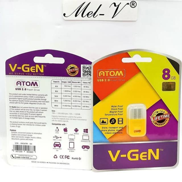 Flashdisk Atom 8GB V-Gen / USB Flash disk Vgen 8GB / Original Flashdisk V gen Atom 8GB