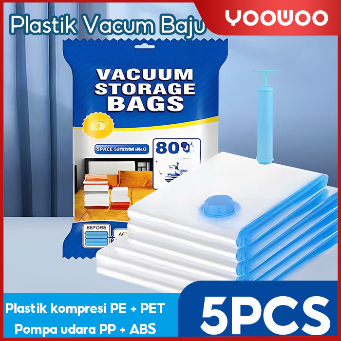 Plastik Vacuum Baju 3PCS dan 5PCS / Travel Packing / Plastik Ziplock / Vacuum Baju Traveling / Plast